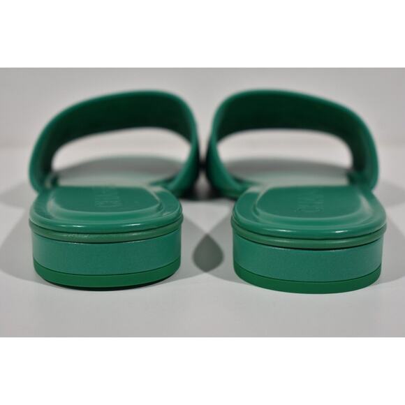 Chanel 23P Green White Leather CC Logo Letter Mules Slide Slip Sandal Flat 40 - Picture 11 of 12